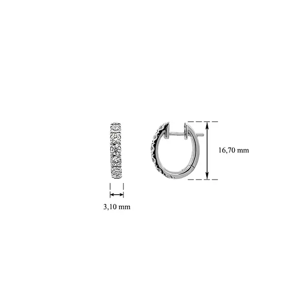 Vòng tai vàng hình bán nguyệt đính kim cương