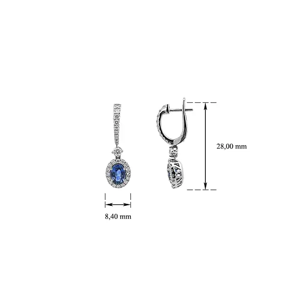 Vòng tai vàng đính sapphire và kim cương