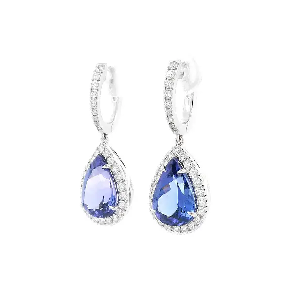 Vòng tai cao cấp với đá Tanzanite xanh và kim cương