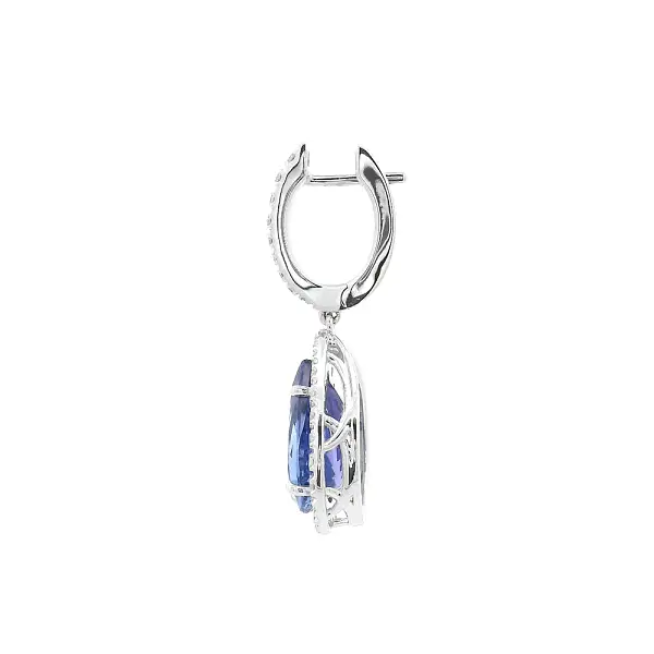 Vòng tai cao cấp với đá Tanzanite xanh và kim cương