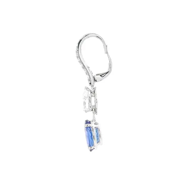Vòng tai vàng trắng cao cấp với đá Tanzanite hình oval