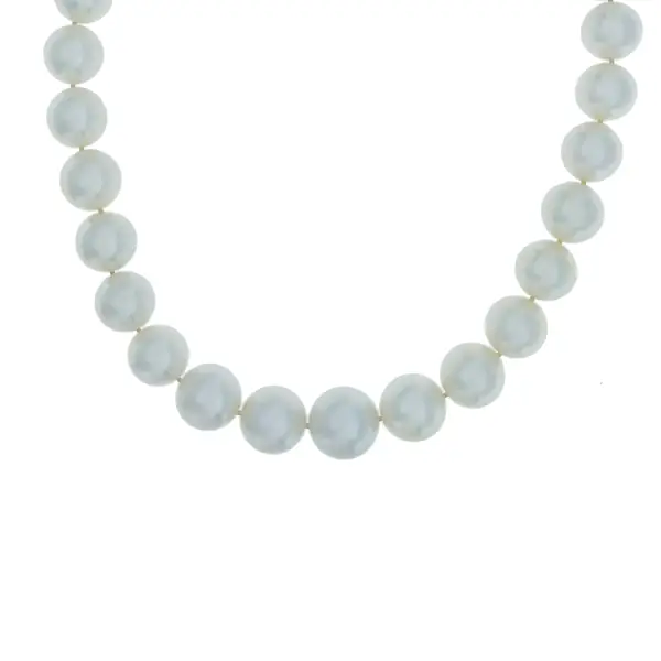 Vòng cổ bằng vàng đính ngọc trai trắng biển thật và kim cương