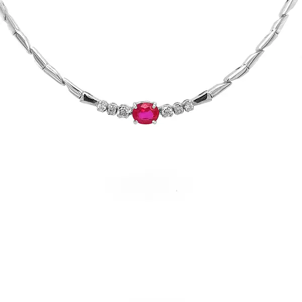 Vòng cổ vàng đính ruby và kim cương