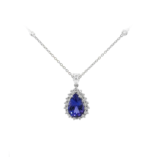 Vòng cổ kim cương với đá Tanzanite