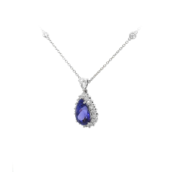 Vòng cổ kim cương với đá Tanzanite