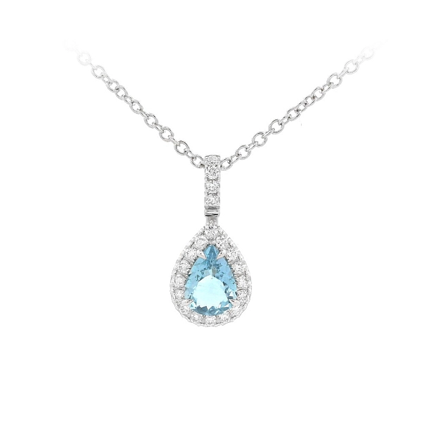Vòng cổ cao cấp kết hợp ngọc aquamarine và kim cương