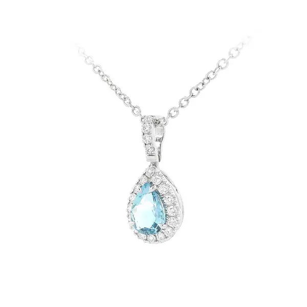 Vòng cổ cao cấp kết hợp ngọc aquamarine và kim cương