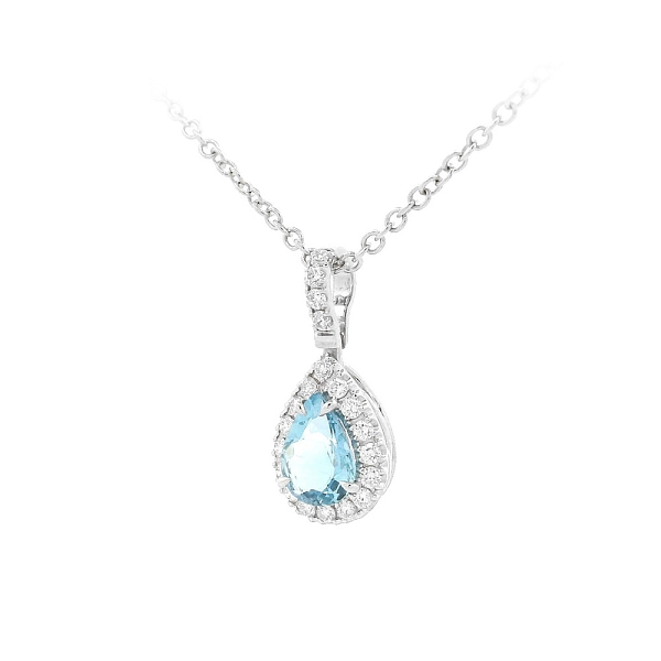 Vòng cổ cao cấp kết hợp ngọc aquamarine và kim cương