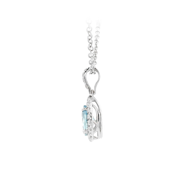 Vòng cổ cao cấp kết hợp ngọc aquamarine và kim cương