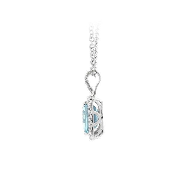 Vòng cổ độc quyền với đá aquamarine được bao quanh bởi kim cương