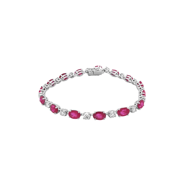 Vòng tay tennis bằng vàng đính ruby và kim cương