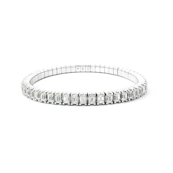 Vòng tay tennis cao cấp với kim cương baguette vàng trắng