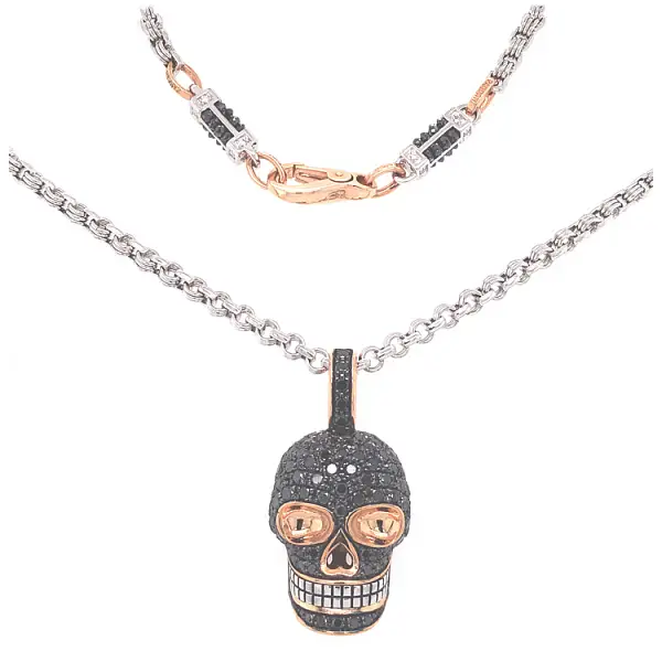 Mặt dây chuyền vàng hình đầu lâu Zancan Black Magic EC882RB60