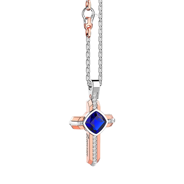 Mặt dây chuyền vàng hình thánh giá Zancan Couture Sapphire EC646BR