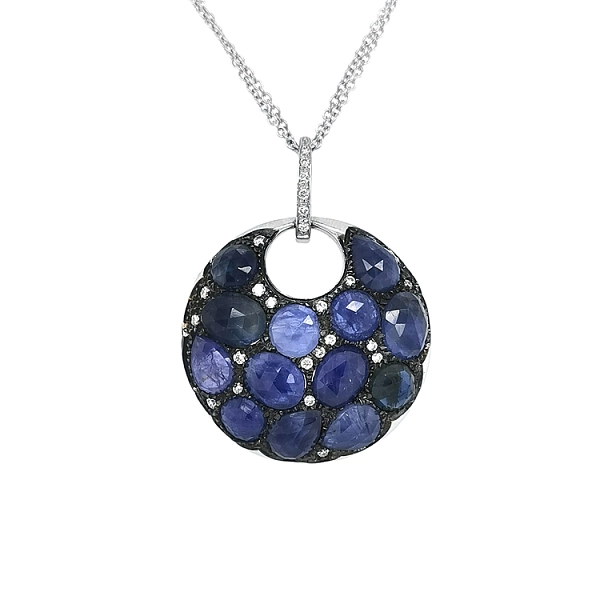 Mặt dây chuyền vàng đính sapphire và kim cương