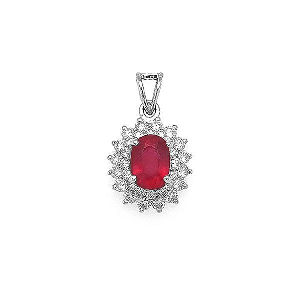 Mặt dây chuyền vàng đính ruby và kim cương