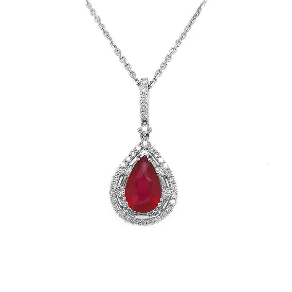 Mặt dây chuyền vàng đính ruby và kim cương