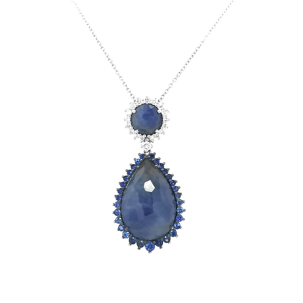 Mặt dây chuyền vàng đính sapphire và kim cương