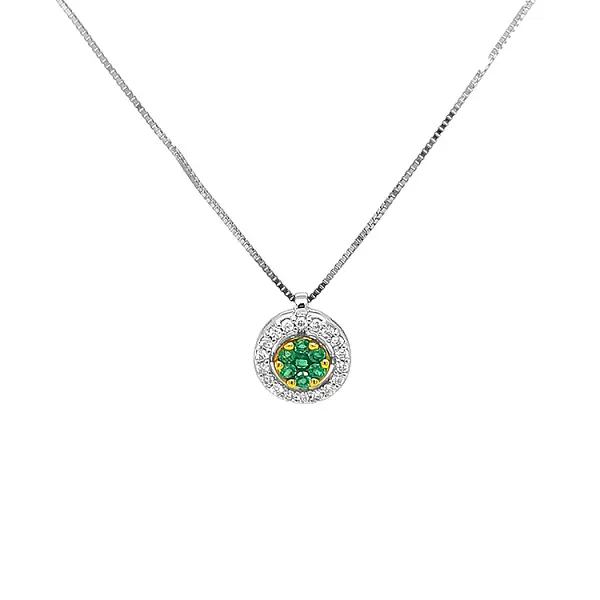 Mặt dây chuyền vàng đính ngọc lục bảo và kim cương