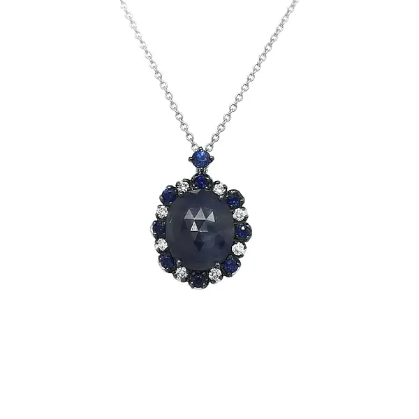Mặt dây chuyền vàng đính sapphire và kim cương