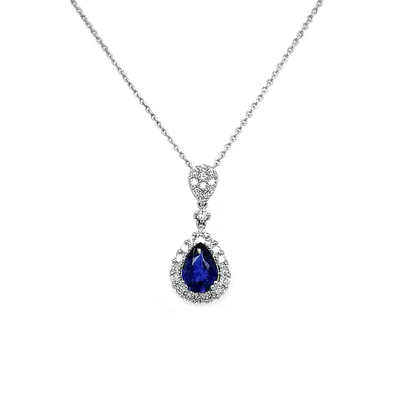 Mặt dây chuyền vàng đính sapphire và kim cương