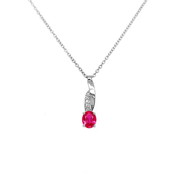 Mặt dây chuyền vàng đính ruby và kim cương