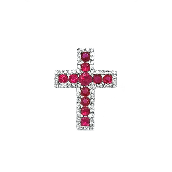 Mặt dây chuyền vàng đính ruby và kim cương
