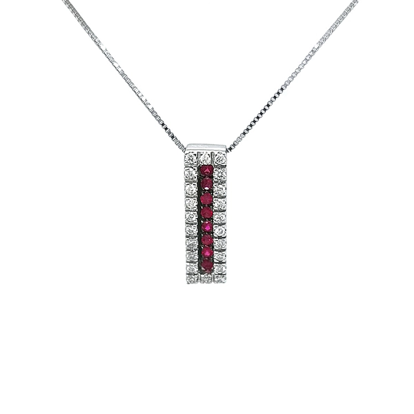 Mặt dây chuyền vàng đính ruby và kim cương