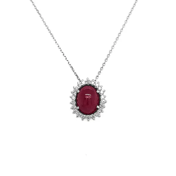 Mặt dây chuyền vàng đính ruby và kim cương