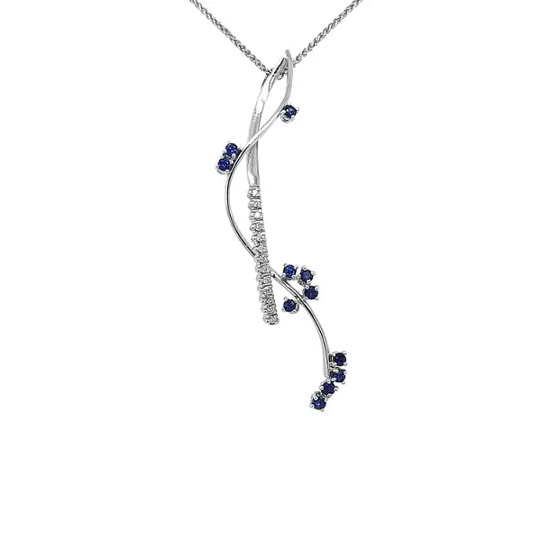 Mặt dây chuyền vàng đính sapphire và kim cương