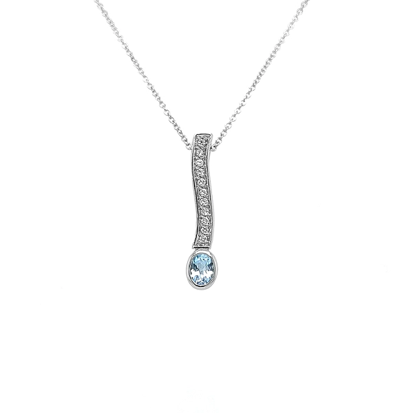 Mặt dây chuyền vàng đính đá topaz xanh và kim cương