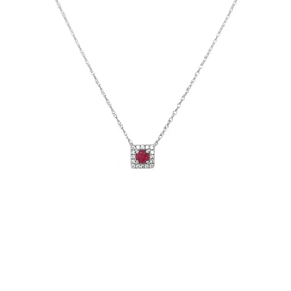 Mặt dây chuyền Ruby đính kim cương trắng vàng