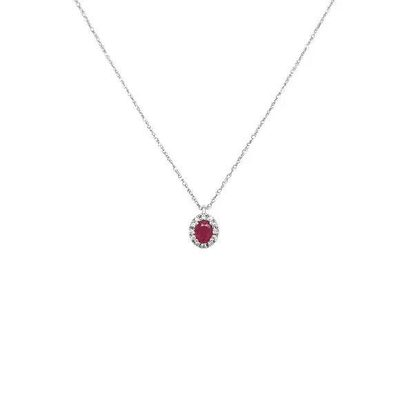 Mặt dây chuyền Ruby đính kim cương trắng vàng