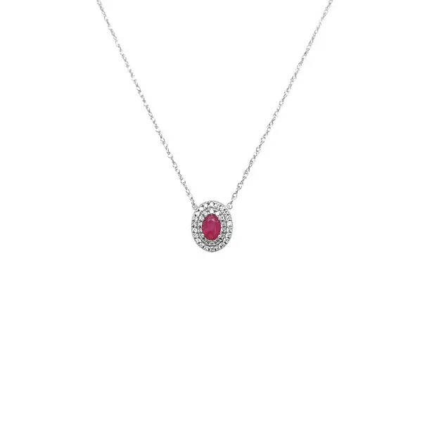 Mặt dây chuyền Ruby đính kim cương trắng vàng