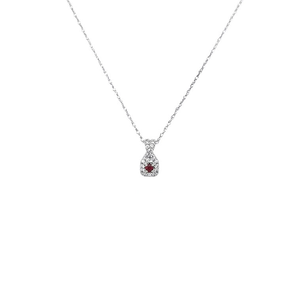 Mặt dây chuyền Ruby đính kim cương trắng vàng