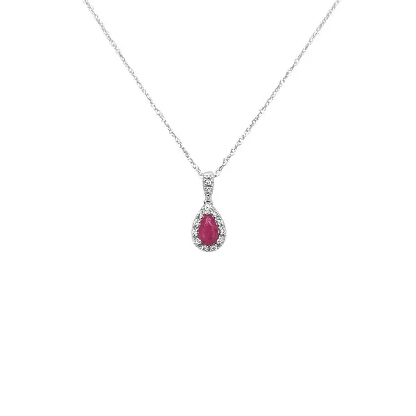 Mặt dây chuyền Ruby đính kim cương trắng vàng