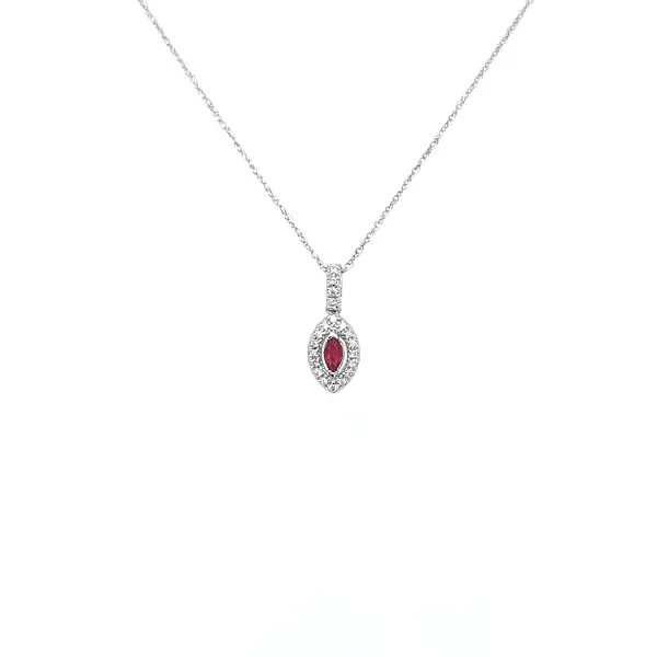Mặt dây chuyền Ruby đính kim cương trắng vàng