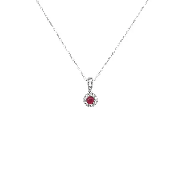 Mặt dây chuyền Ruby đính kim cương vàng trắng