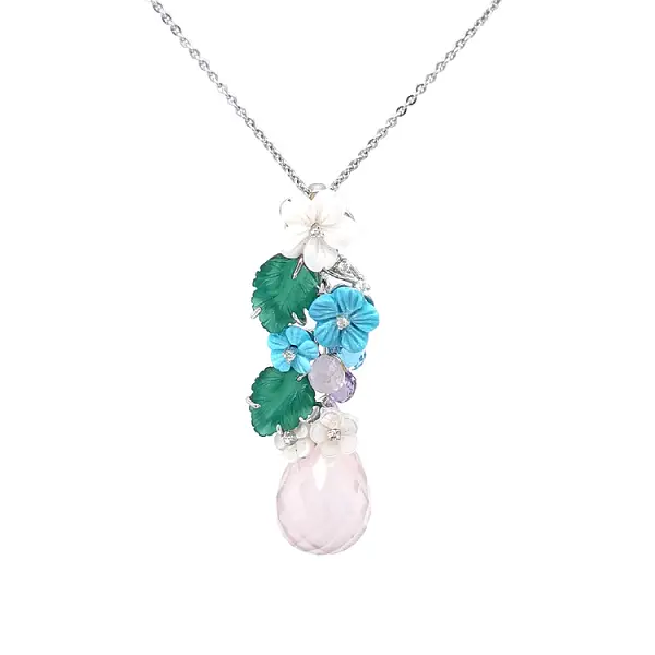 Mặt dây chuyền vàng kết hợp đá bán quý và kim cương