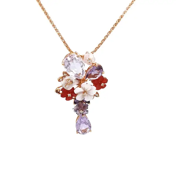 Mặt dây chuyền vàng kết hợp đá bán quý và kim cương