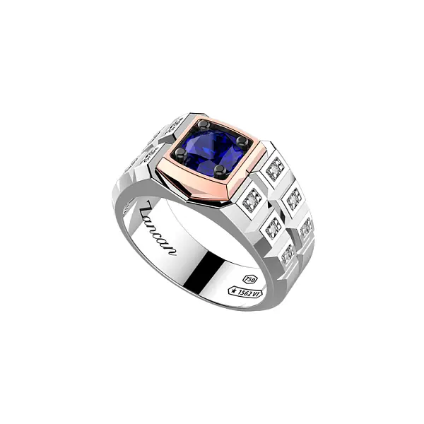 Nhẫn vàng đính sapphire và kim cương