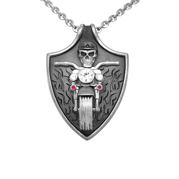 Mặt dây chuyền bạc đính đá sapphire trắng và đá spinel đỏ Zancan Vendetta EXC530