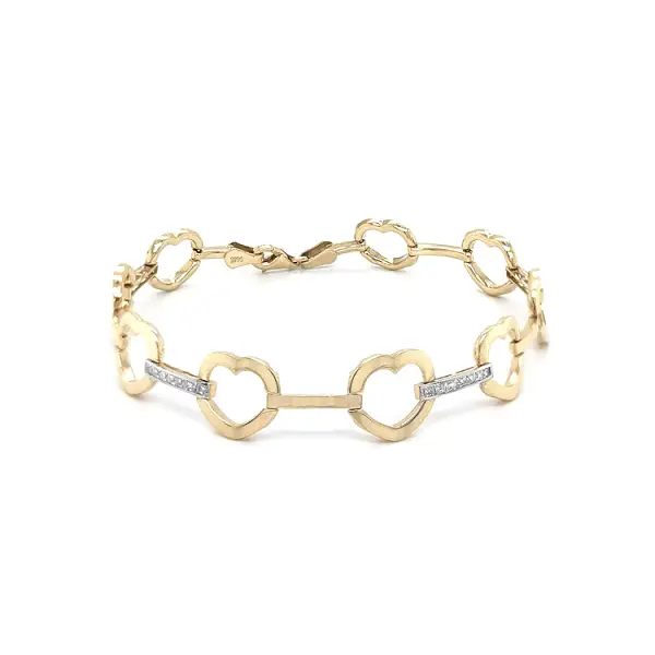 Vòng tay nữ vàng hình trái tim đính đá zircon