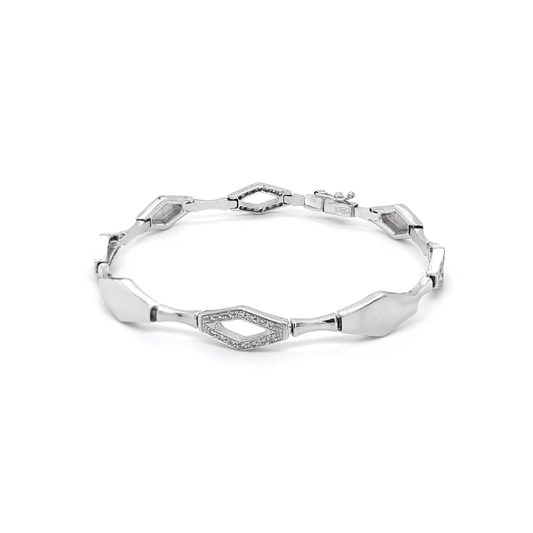 Vòng tay bằng vàng trắng đính đá zircon trắng