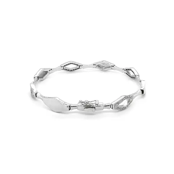 Vòng tay bằng vàng trắng đính đá zircon trắng