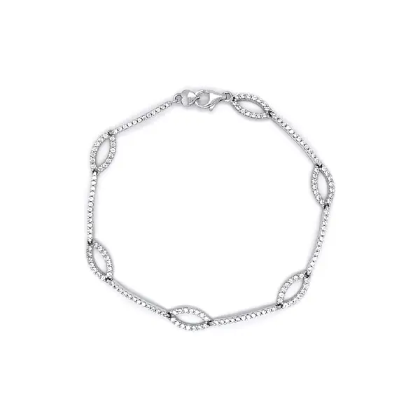 Vòng tay nữ với đá zircon trắng và vàng trắng
