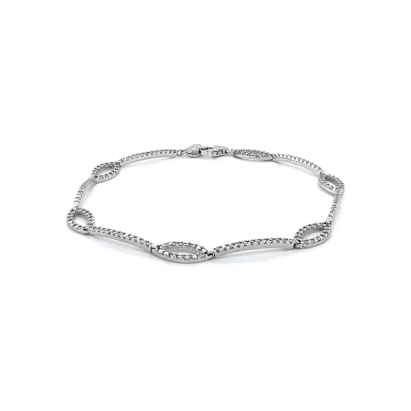 Vòng tay nữ với đá zircon trắng và vàng trắng