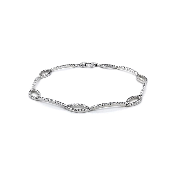 Vòng tay nữ với đá zircon trắng và vàng trắng