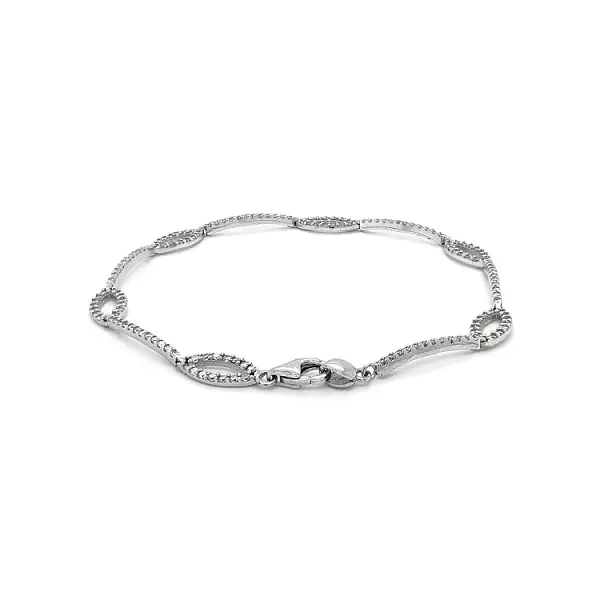 Vòng tay nữ với đá zircon trắng và vàng trắng