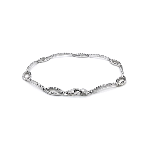 Vòng tay nữ với đá zircon trắng và vàng trắng